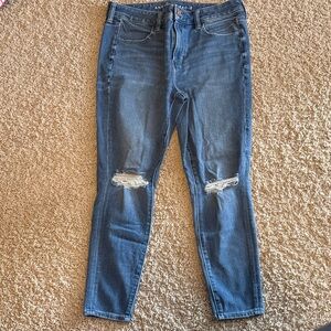 American Eagle Outfitters Distressed Blue Skinny Jeans